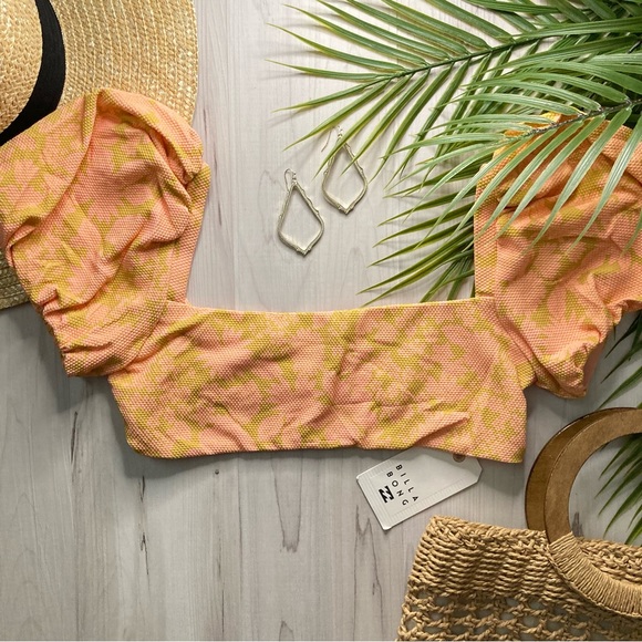 Billabong Puffed Sleeve Cropped Bikini Top - Picture 2 of 10